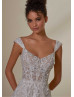 Cap Sleeves Beaded Ivory 3D Lace Tulle Fashion Wedding Dress Cap Sleeves Beaded Ivory 3D Lace Tulle Fashion Wedding Dress